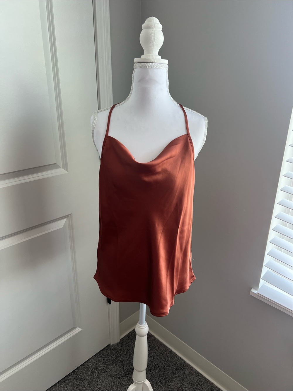 Pleione Rust Satin Cowl Neck Camisole